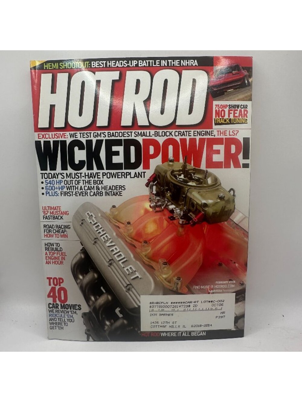 Hot Rod Magazine February 2006 Wicked Power Chevrolet LS7 Crate Small-Block NHRA